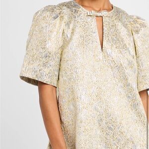 Ganni Shimmering Gold Silver Mini Dress